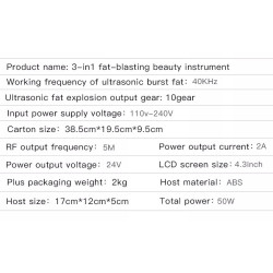 Kavitacijos svorio mažinimo RF dažnio odos stangrinimo grožio aparatas