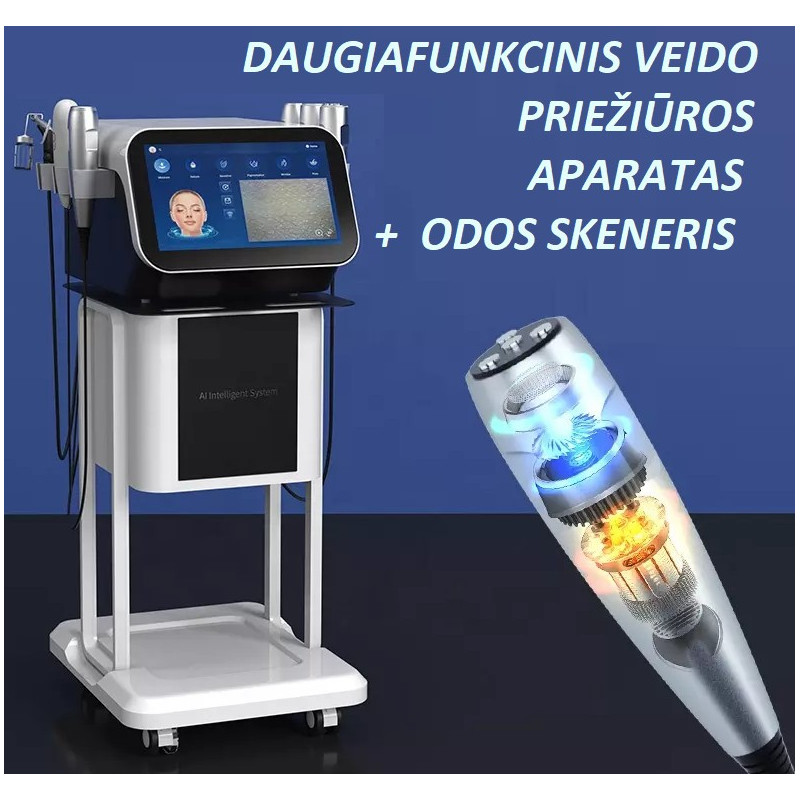 Daugiafunkciniu veido priežiūros aparatas su odos analizatoriumi  6-1