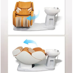 Masažinis fotelis su kriaukle galvai plauti