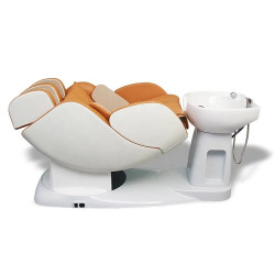 Masažinis fotelis su kriaukle galvai plauti