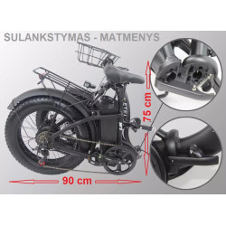 Galingas Sulankstomas Elektrinis Dviratis 1000 W 48 V 35 Ah